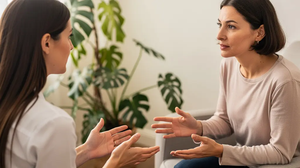 Consultation naturopathie entre praticienne et cliente pour accompagnement fleurs de Bach